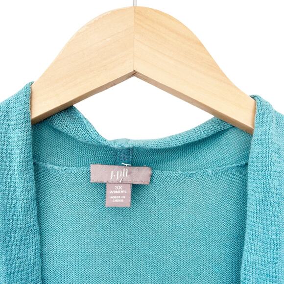 J. Jill Teal Linen Blend Cardigan Sz 3X - Picture 2 of 4